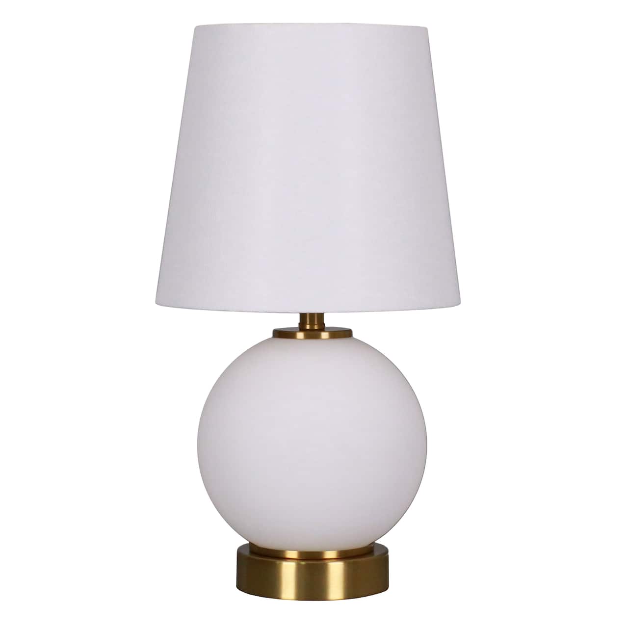 14" Gold & White Glass Table Lamp with White Fabric Shade by Ashland®